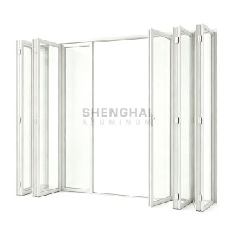 White aluminum folding patio door 16 series