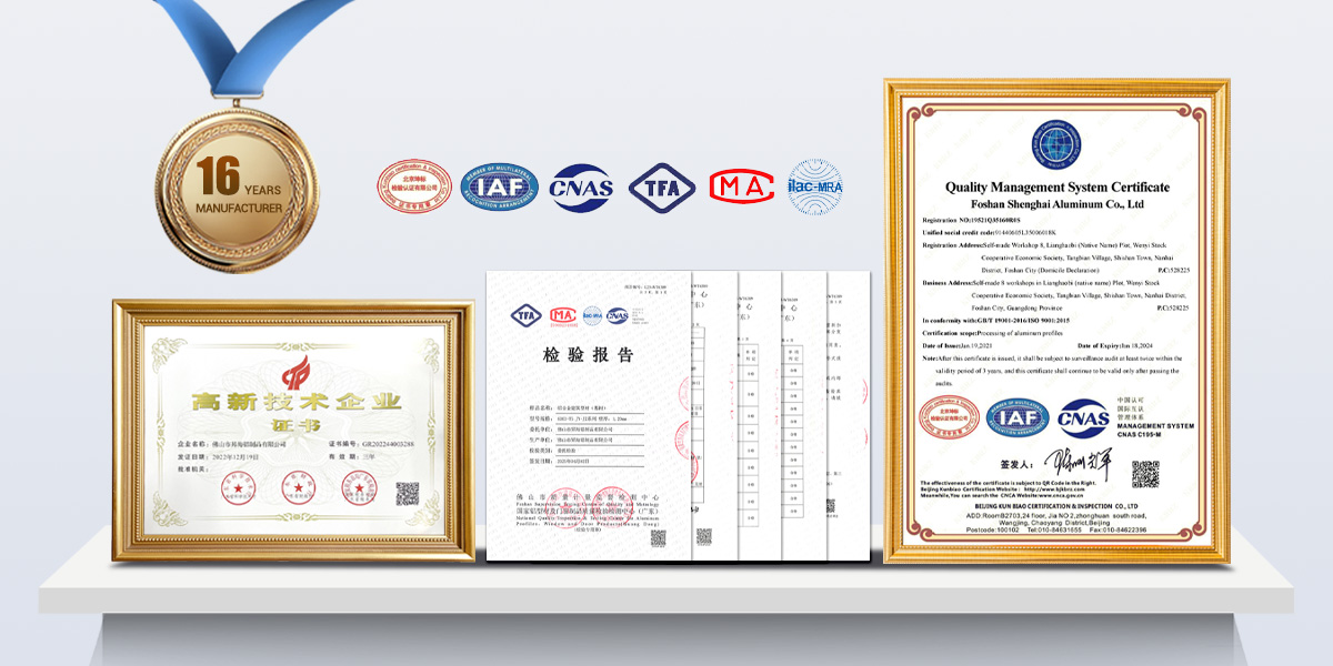 Shenghai Aluminum door and window Certificates