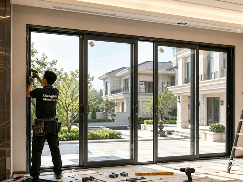 Sliding aluminum glass door installation