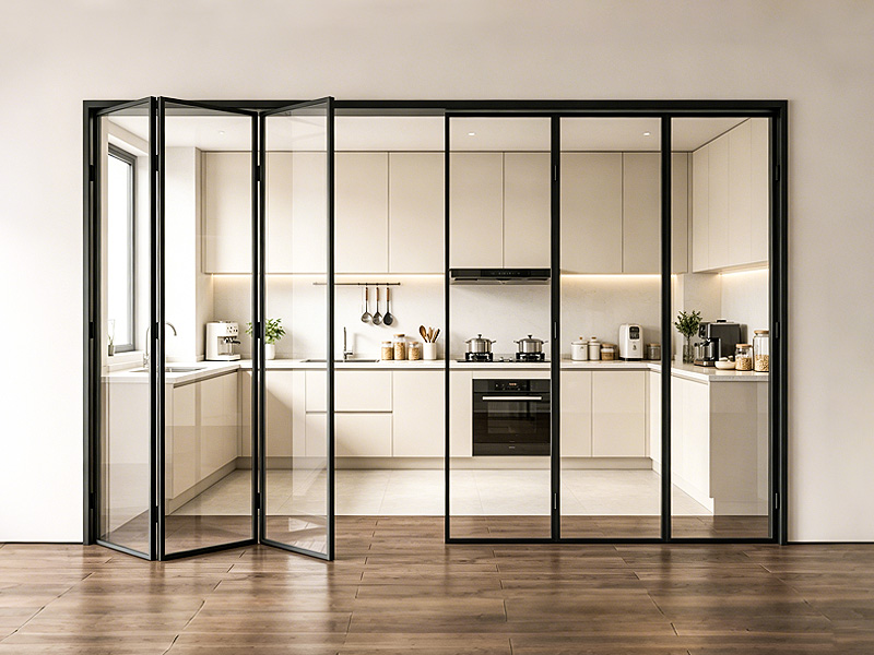 Aluminium bi folding glass doors