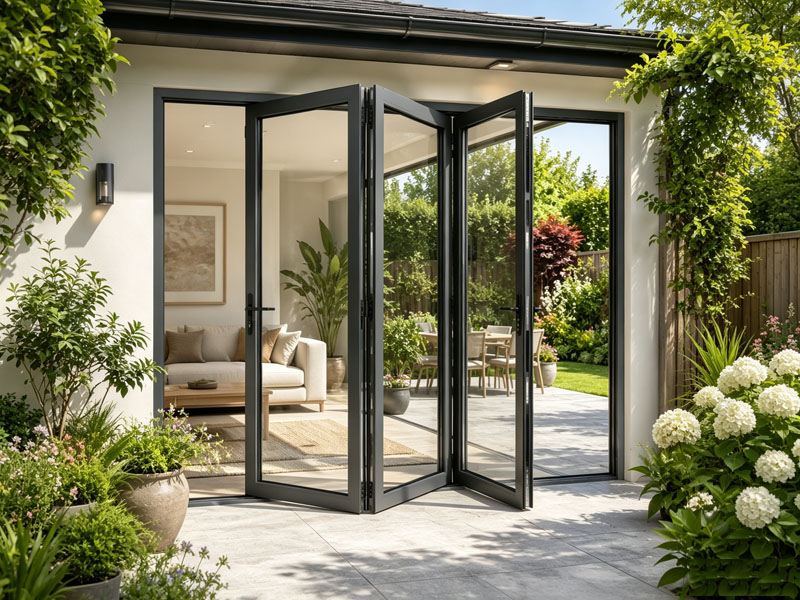 Aluminum bifold glass door