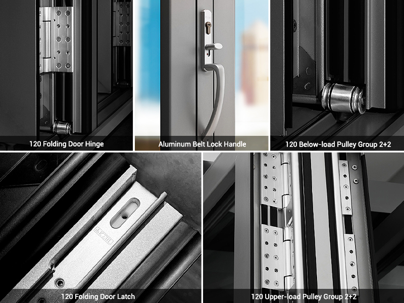 Aluminum heavy duty folding door 120 series structure